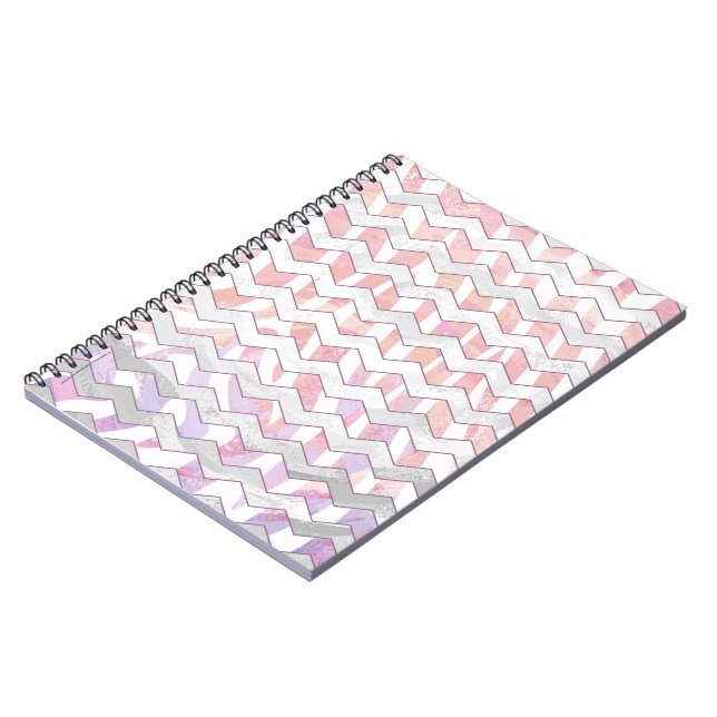 Carnet Zebra rose et blanc Chevron (Côté gauche)