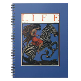Carnet Zebra vintage avec cavalier Art Nouveau