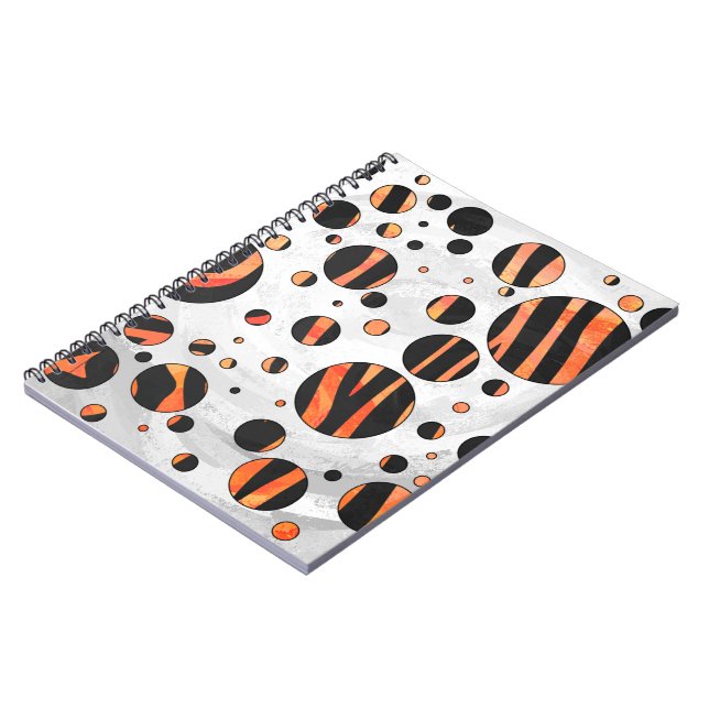 Carnet Zèbre noir et pois orange (Côté gauche)