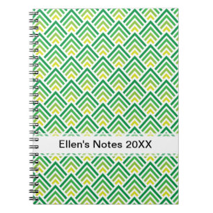 Carnet Zigzag géométrique de Chevron de vert lumineux d
