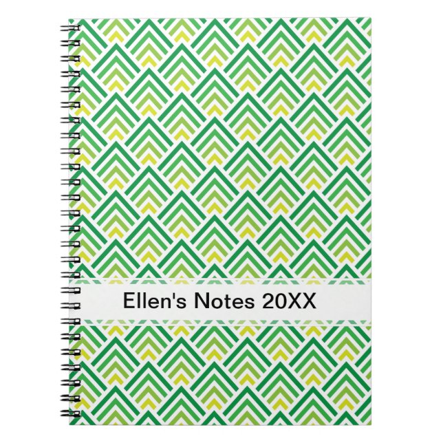 Carnet Zigzag géométrique de Chevron de vert lumineux de (Devant)