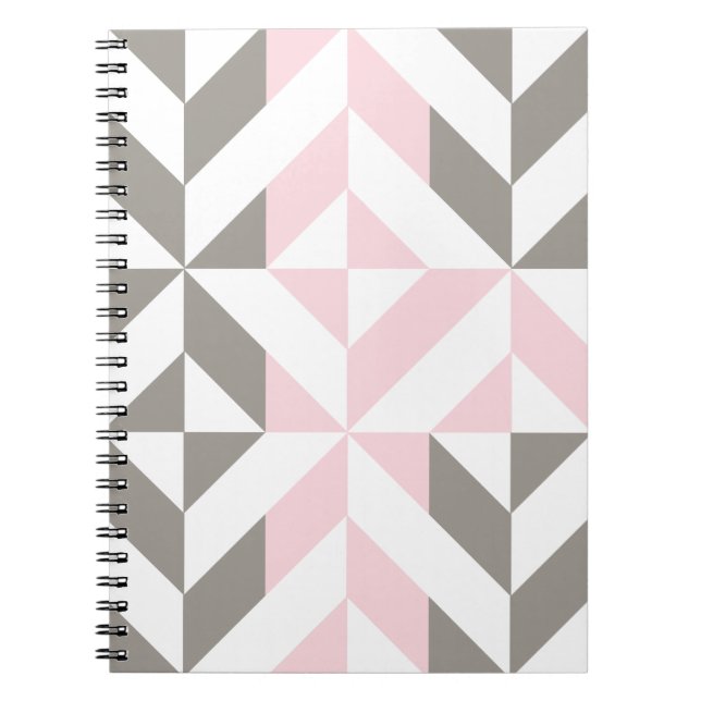 Carnet ZigZag géométrique rose et argent (Devant)