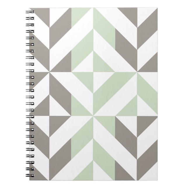 Carnet ZigZag géométrique Sage Green et Silver (Devant)
