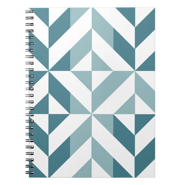 Carnet ZigZag géométrique vert turquoise à deux tons (Devant)