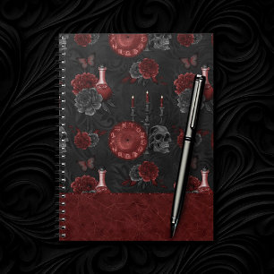 Carnet Zodiac Magic   Henna Red Gothic Skull Roses Potion