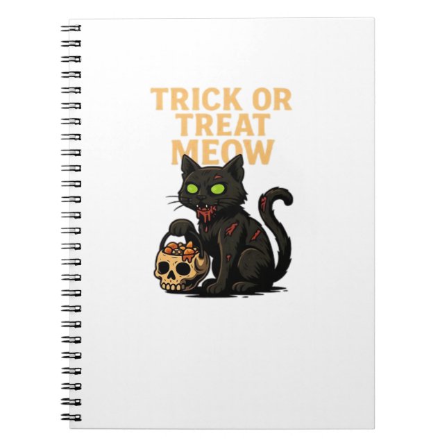 Carnet Zombie Chat - Tricoter ou traiter Meow Halloween D (Devant)