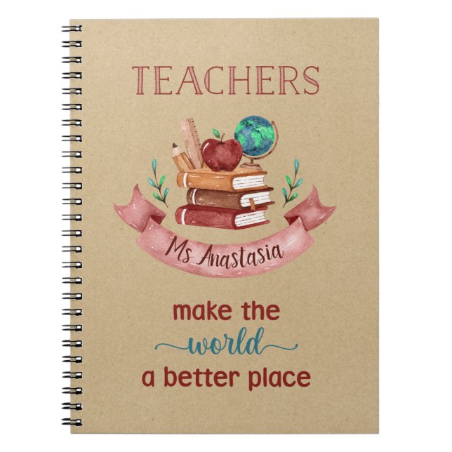 Carnets d'enseignants personnalisés - Rustic Kraft (Devant)