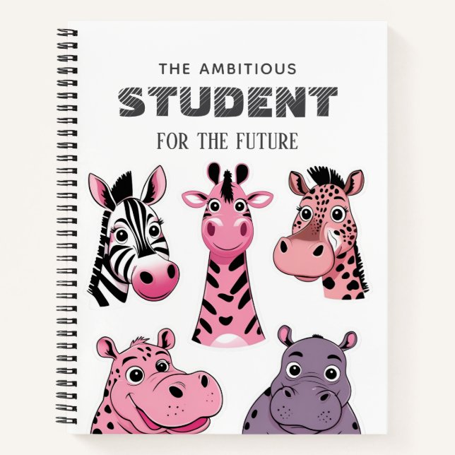 Carnets STIKERS d'animaux de safari personnalisés (Devant)