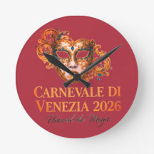 Carnevale Di Venezia 2026 - Horloge Murale Vénitie