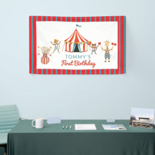 Carnival Animals First Birthday Decor Banner