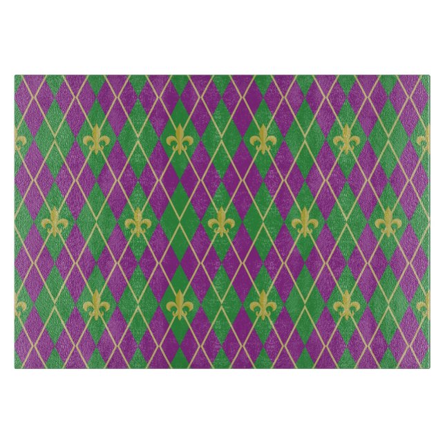 Carnival Argyle Glass Cutting Board (Front)