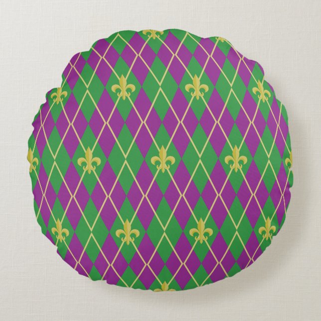Carnival Argyle Round Pillow (Front)