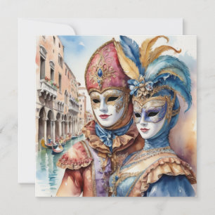Carnival at Venice Italy Venetian Masks Holiday Card