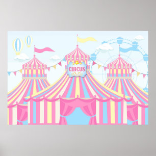 Carnival birthday backdrop, Circus Backdrop Banner Poster