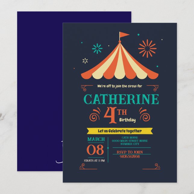 Carnival Birthday Circus Fair Theme Party Invitation (Front/Back)