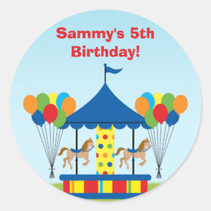 Carnival Birthday Party Favour Sticker
