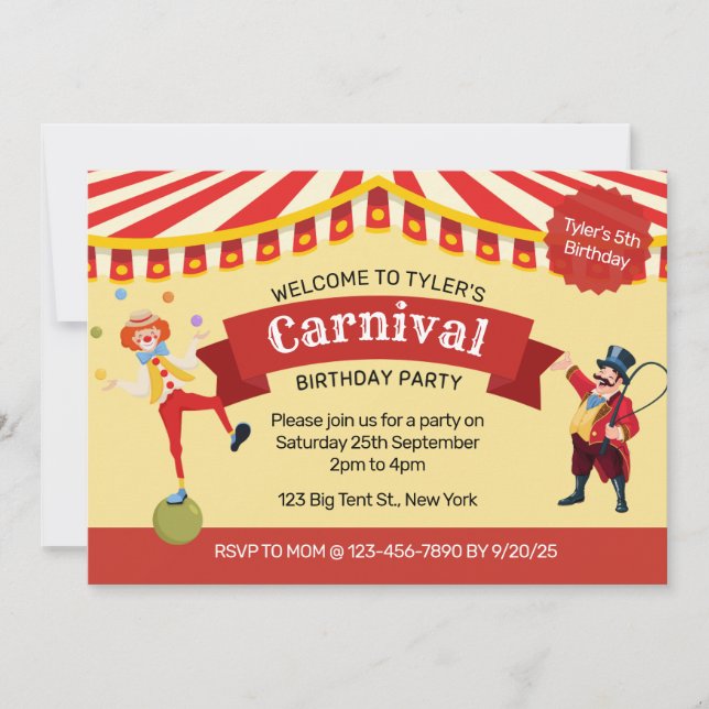Carnival Birthday Party Invitation (Front)