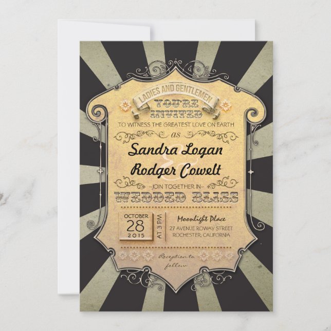 carnival black stripes wedding invitations (Front)