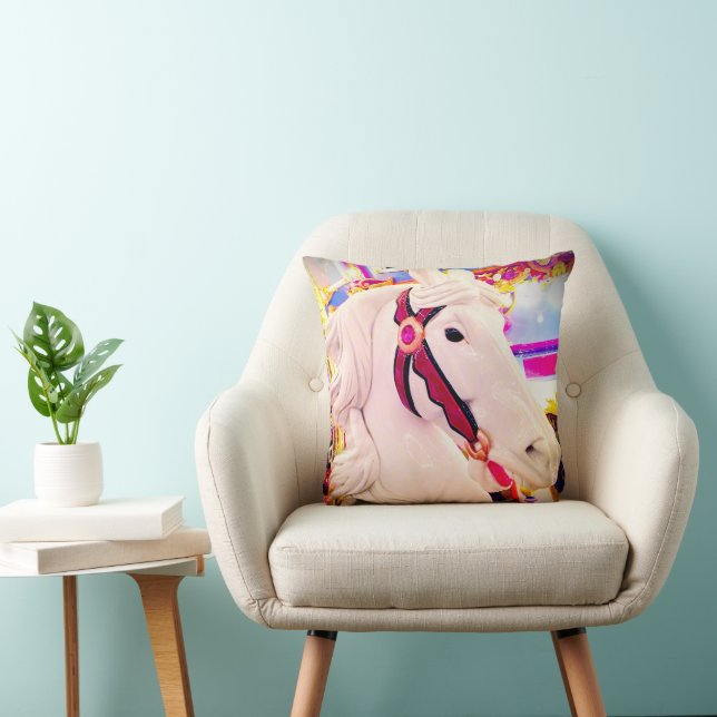 Carnival carousel horse bold modern simple photo throw pillow (Chair)