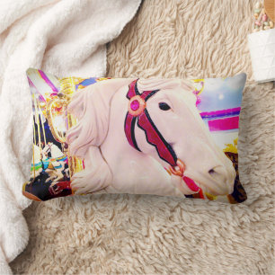 Carnival carousel horse photo bold modern colourfu lumbar pillow