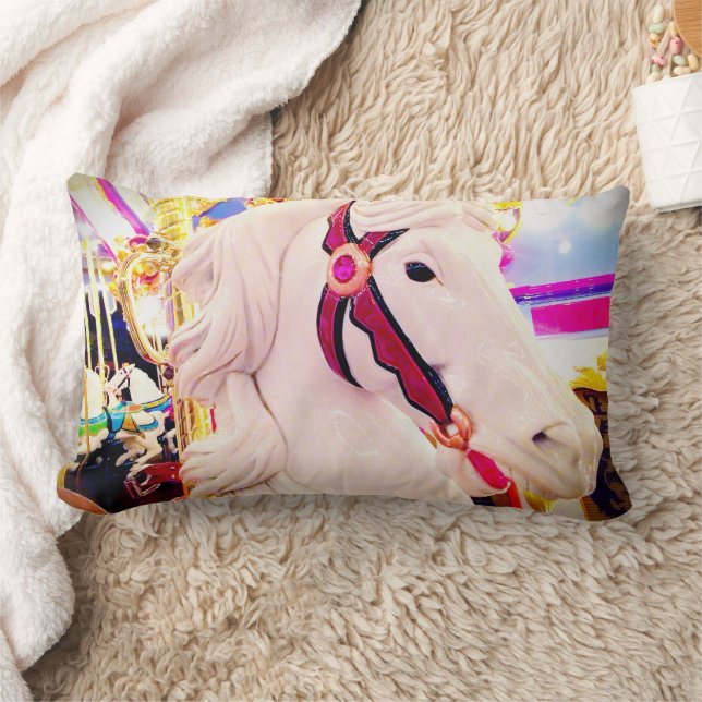 Carnival carousel horse photo bold modern colourfu lumbar pillow (Blanket)