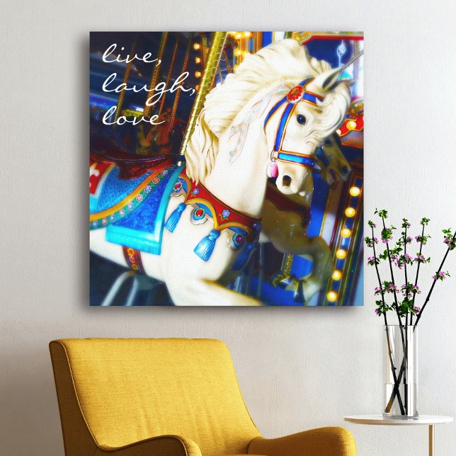 Carnival Carousel Horse Photo Live Laugh Love Canvas Print (Creator Uploaded)