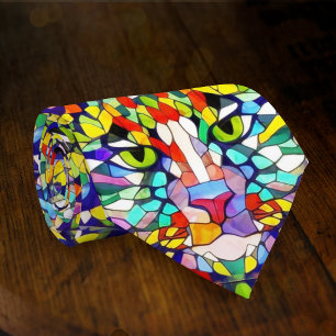 Carnival Cat Artistic Animal Face on Party Tie