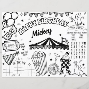 Carnival Circus Anniversaire Coloration Page Set d