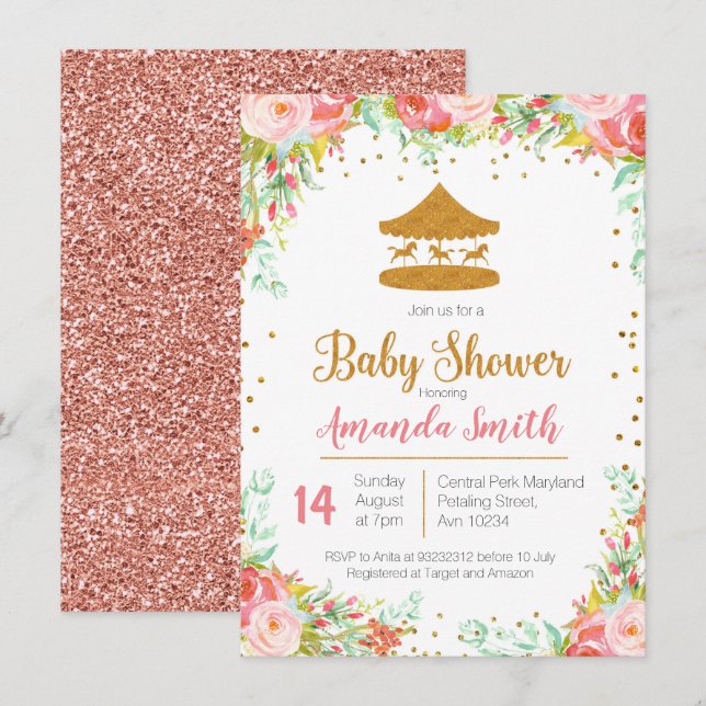 Carnival Circus baby shower invitation (Front/Back)