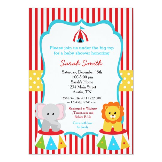 carnival themed baby shower invitations