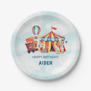 Carnival Circus Big Top Blue Birthday Paper Plate