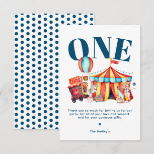 Carnival Circus Big Top Blue Thank You Card