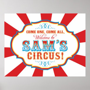 Carnival Circus Birthday Banner for Sam CUSTOM Poster