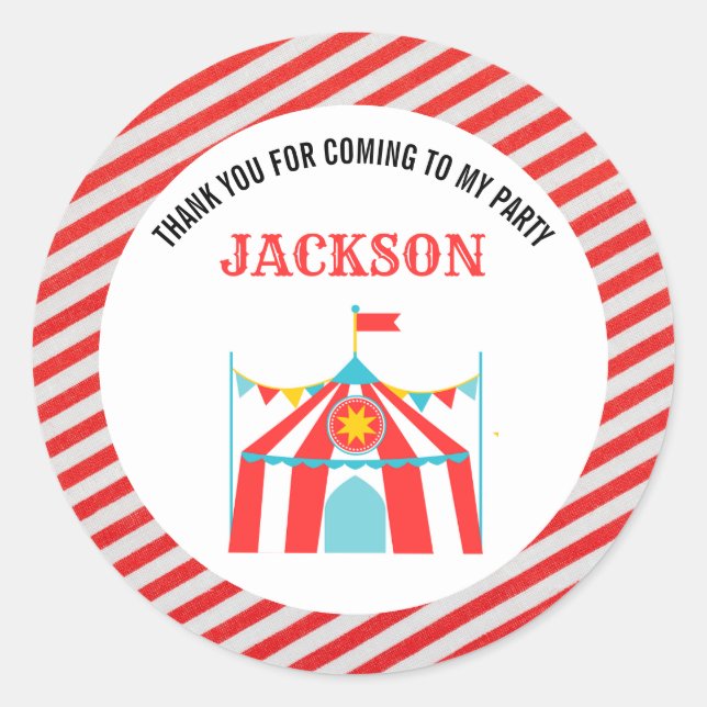 Carnival Circus Birthday Classic Round Sticker (Front)