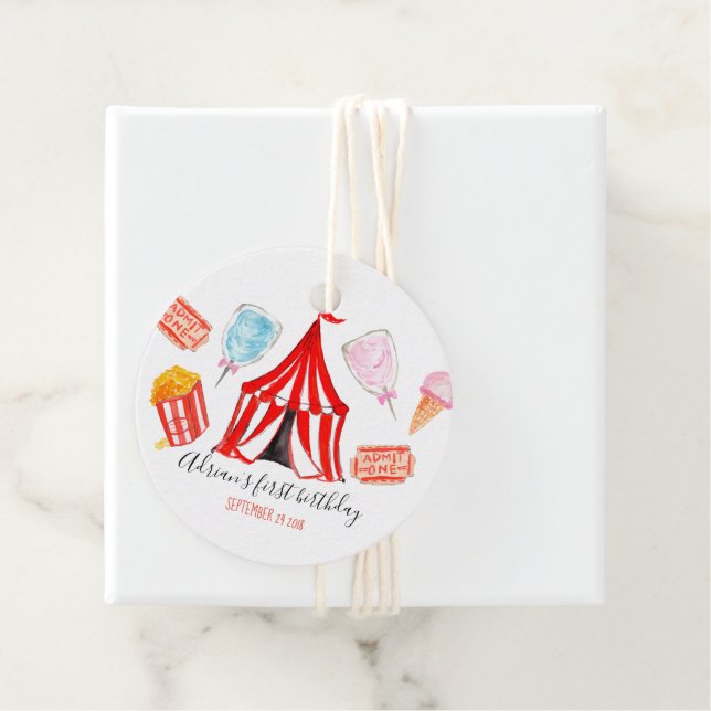 Carnival circus birthday party favour tag (In Situ)