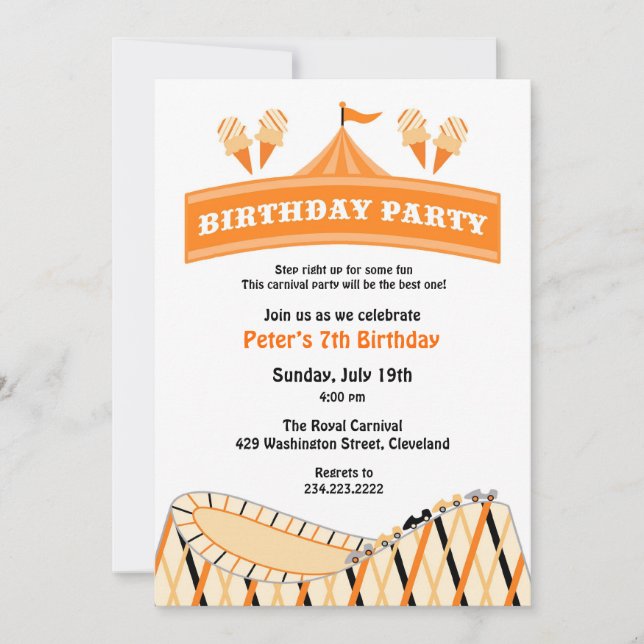 Carnival Circus Birthday Party Flat Invitation (Front)
