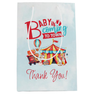 Carnival Circus Blue Baby Shower Favour Gift Bag