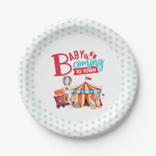 Carnival Circus Blue Baby Shower Paper Plate