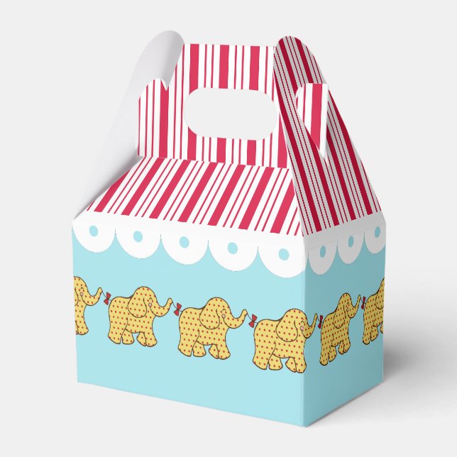 Carnival Circus Elephants Birthday Party Favour Bo Favor Box (Front Side)