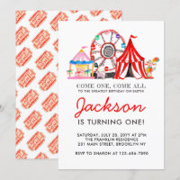 Carnival Circus Fair Party Kid Birthday Invitation