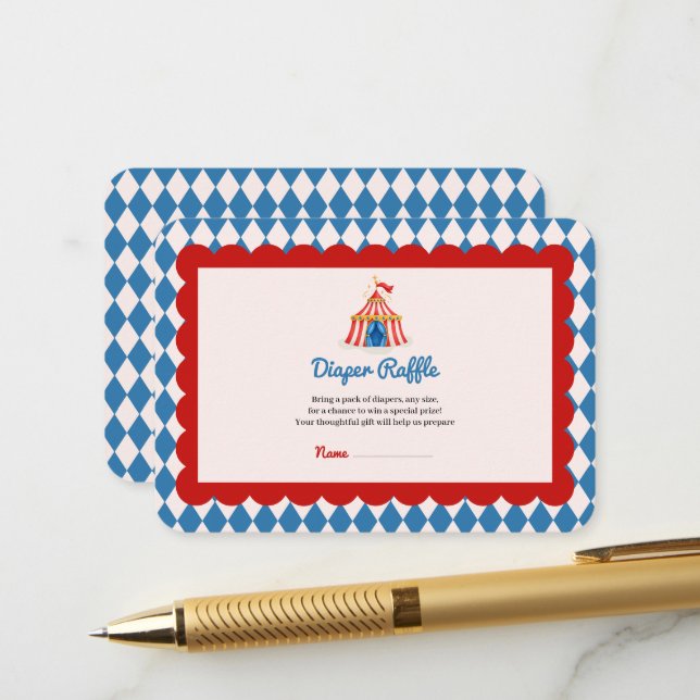 carnival circus retro script Diaper Raffle Enclosure Card (Front/Back In Situ)