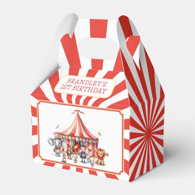 Carnival Circus Show & Animals Birthday Party Favor Box (Front Side)