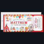 Carnival Circus Show Ticket Entrance Kids Birthday Invitation<br><div class="desc">Modern Cute Carnival Circus Show Ticket Entrance Kids Birthday Invitation</div>