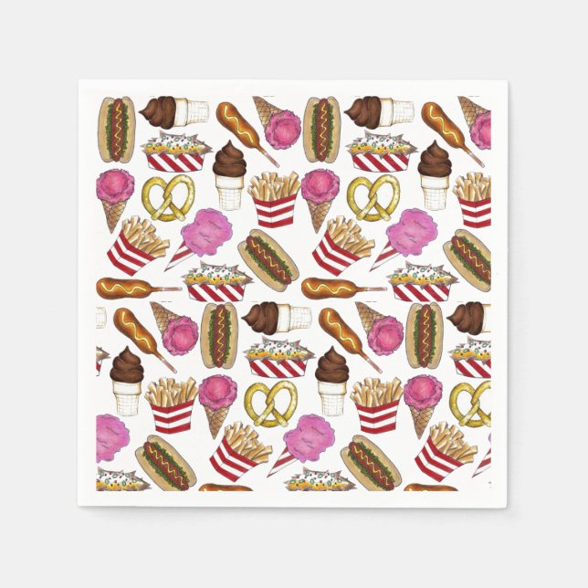 Carnival Circus State Fair Foods Birthday Party Napkin (Front)
