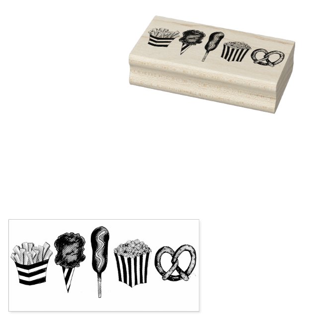 Carnival Circus State Fair Foods Birthday Party Rubber Stamp (Stamped)