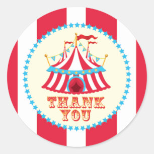 Carnival, Circus Tent, Thank You Sticker
