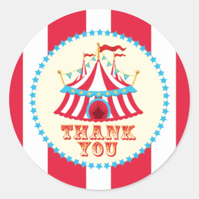 Carnival, Circus Tent, Thank You Sticker (Front)