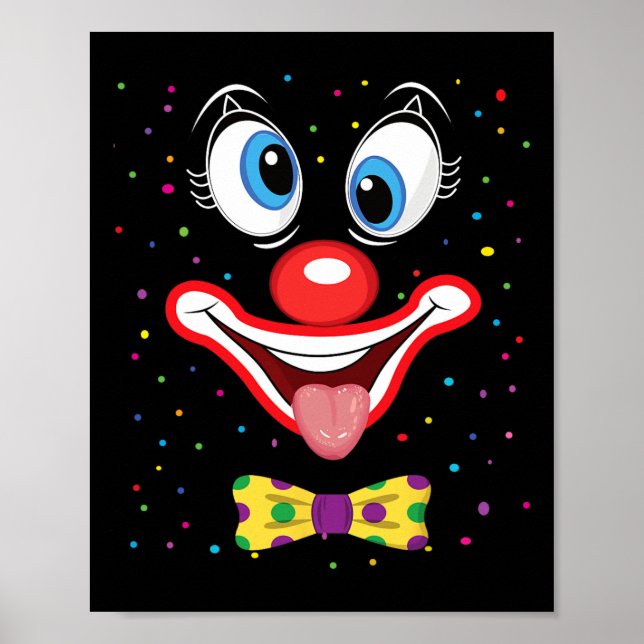Carnival Clown Face Circus Costume Kids Men Women  Poster (Front)