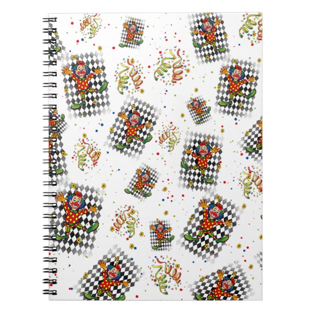 carnival clown paper streamer kid party circus fun notebook (Front)