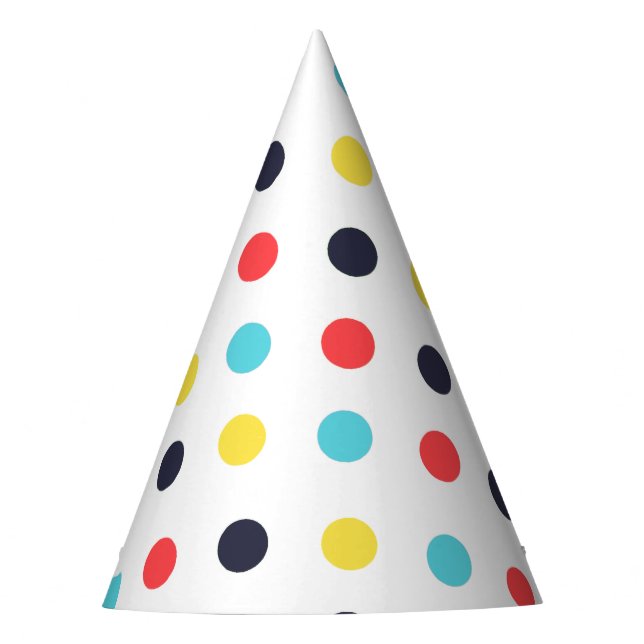 Carnival Colourful Large Polka Dot Birthday Party Hat (Front)